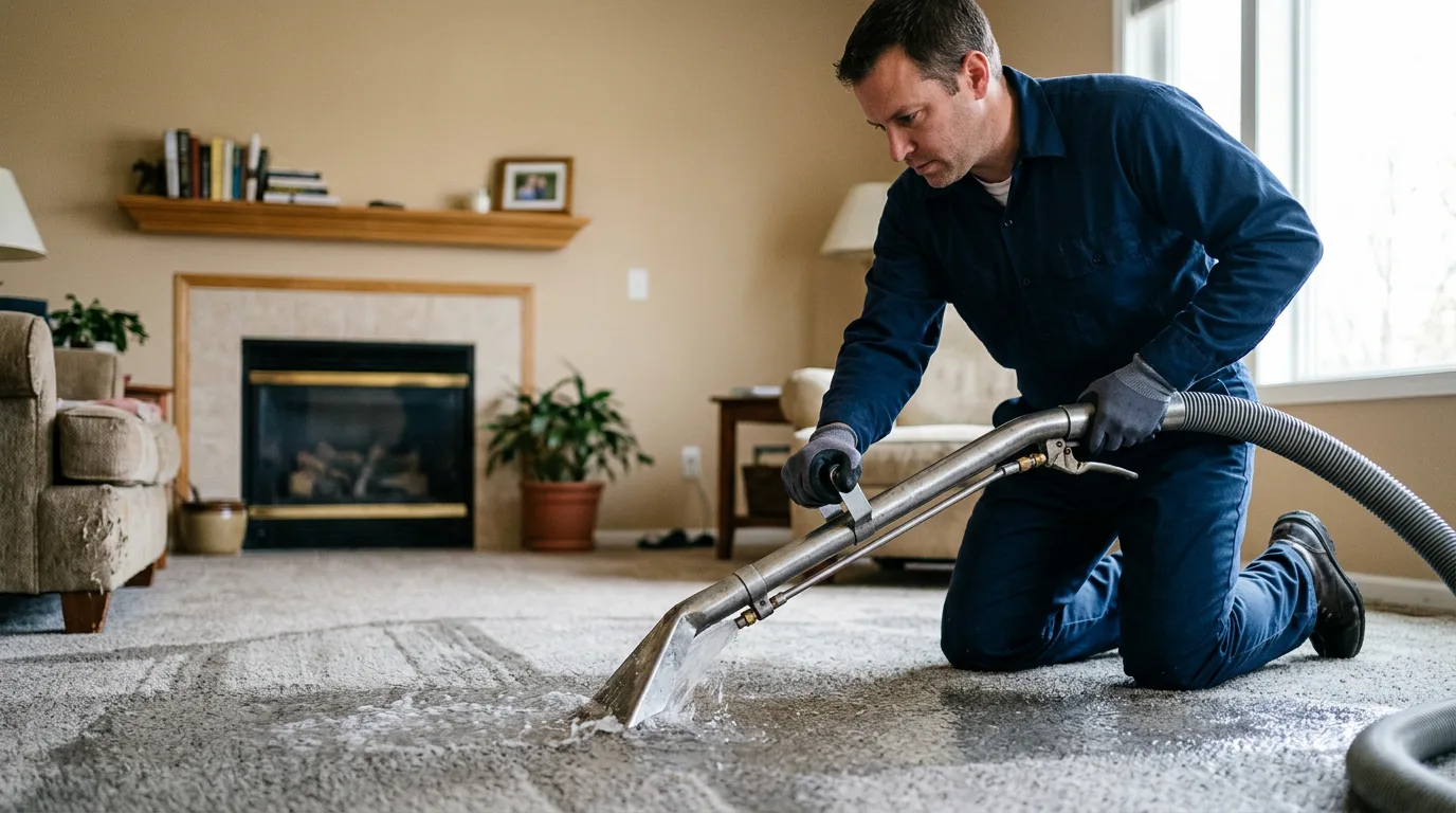 Water damage restoration technician working near Twin City, GA